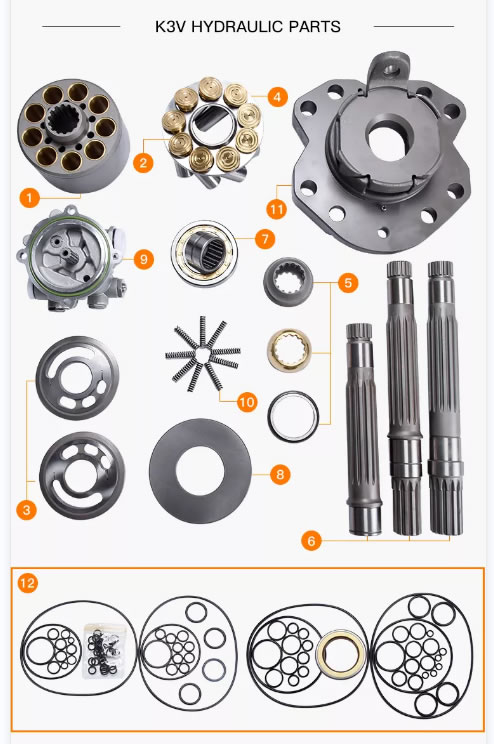 Kawasaki Series Hydraulic Pump K3V/K5V/K7V Parts With Spare Parts Repair Kit(1) K3V-Kawasaki-Series11.jpg