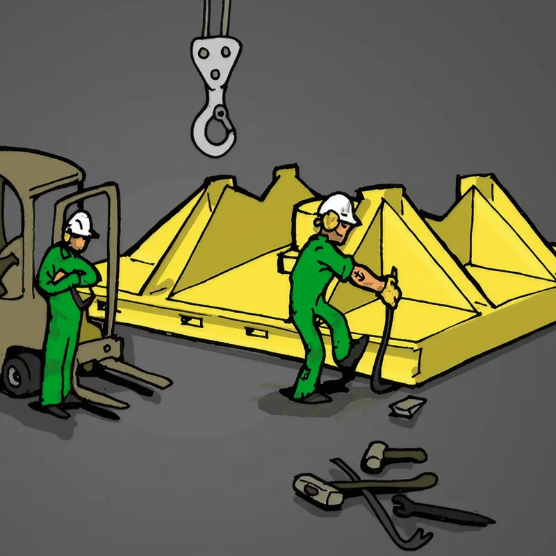 A worker is operating a hydraulic vertical lifting wedge